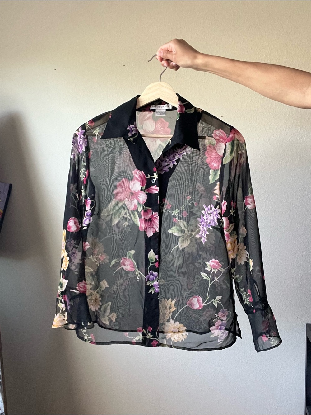 Vintage Notations Sheer Floral Blouse